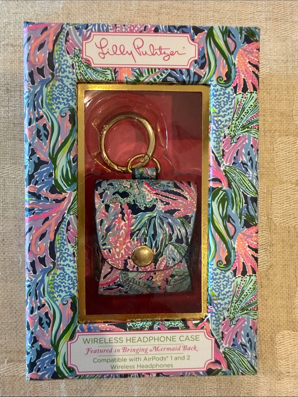 Lilly Pulitzer Pink Blue Green Floral Wireless Earbud Case